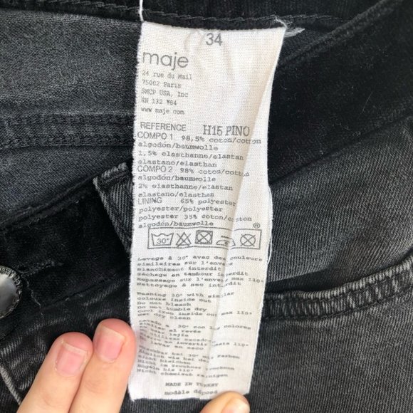 Maje Black Velvet Trim Pino Designer Skinny Jeans 24 - Picture 12 of 12